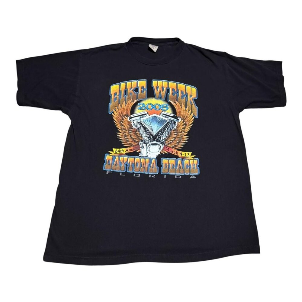 Vintage 2005 Daytona Beach Bike Week Black‎ Motorcycle Shirt Adult XL